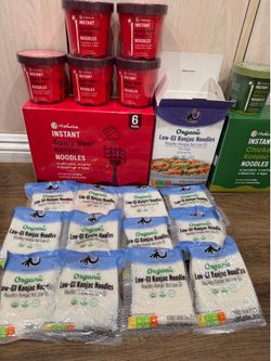Soups dry goods new. 7 chicken noodle soups, 5 beef soups, 12 bags of Konjac noodles healthy meals low carb. Take all for price listed. Exp 5/27