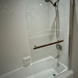 European Style Frameless Glass Swing Tub Door w/Chrome Accents