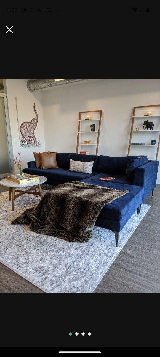 3-Piece Ottoman West elm sectional - Deep Seat
