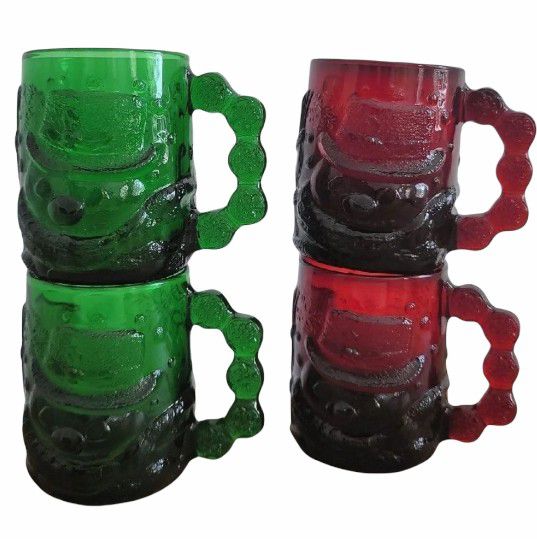 Arcoroc 4pc Coffee Tea Mug Set Red Green