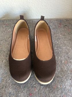 Brown Knit Slip-On Flats