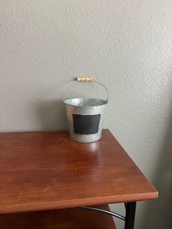 Small Galvanized Metal Bucket with Chalkboard Label