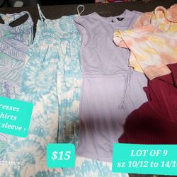 LOT OF 9 ITEMS SZ 10/12- 14/16