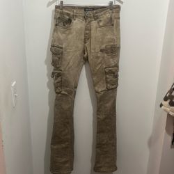 serenede khaki stacked jeans