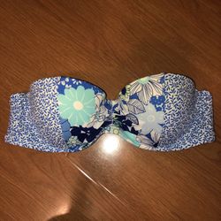Victoria Secret Padded Swim Top Blue/Navy/Floral