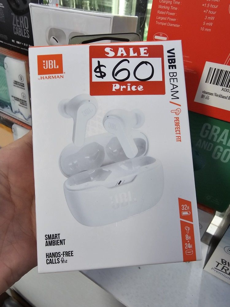 JBL VIBE BEAN (2 COLORS AVAILABLE) PRICE IS FOR EACH AND IT IS FIRM.  STORE PICK UP ONLY. 