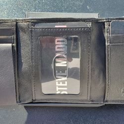Steve Madden Leather Trifold Wallet W/ RFID Tech