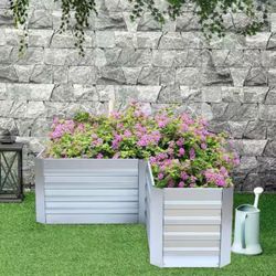 LuxenHome 48-in W x 48-in L x 18-in H Silver Metal Raised Garden Bed ，PL1273