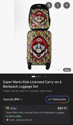 Super Mario Kids Licensed Carry-on & Backpack Luggage Set.  