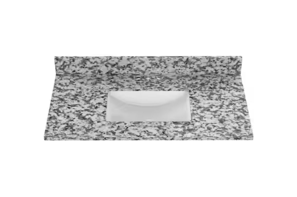 Home Decorators Collection 37 in. W x 22 in D Granite white Rectangular Single Sink Vanity Top in Granite