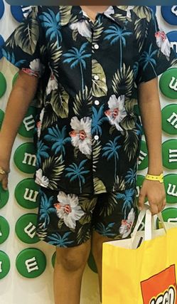 Tropical Print Shirt And Shorts Set