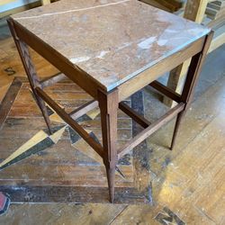 Handmade Oak And Maple Side Table With Granite Top