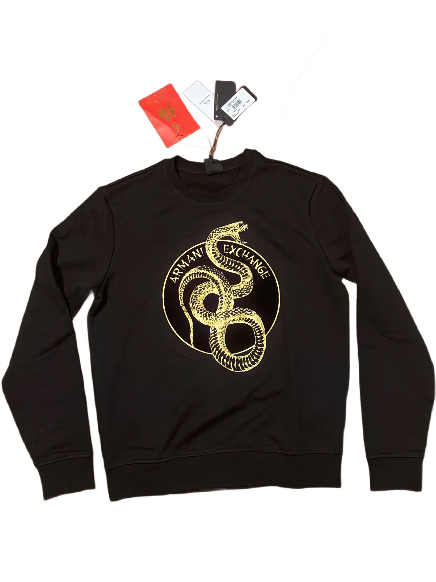  BRAND NEW $130 ARMANI EXCHANGE GOLD SNAKE CREWNECK SWEATSHIRT—WITH TAGS