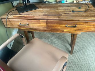 Mid century Modern Wood Desk with Drawers