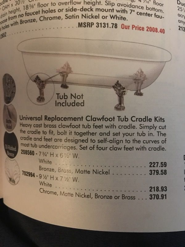 Universal Replacement Clawfoot Tub Cradle Kit
