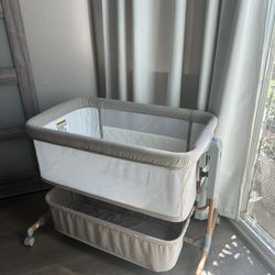 3 in 1 Baby Bassinet, Rocking Bassinet, Bedside Bassinet, 6-Height Adjustable, Bassinet Bedside Sleeper, Bedside Bassient for Baby with Comfy Mattress
