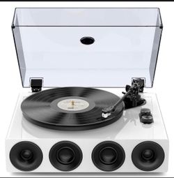 All-in-One Record Player with Wireless Input, High Fidelity Belt Drive Turntable with Built-in Speakers,