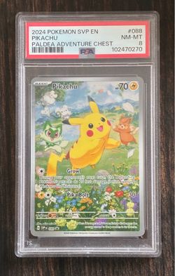 2024 Pokemon TCG Pikachu S&V Paldea Adventure Chest #088 PSA 8 Black Star Promo