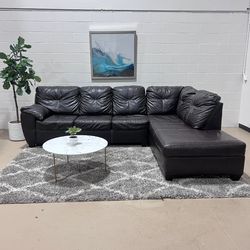 Brown Faux Leather Sectional sofa/couch 🚛Delivery Available!