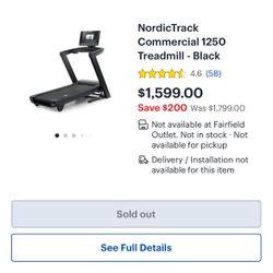 NordicTrack Commercial 1250 Treadmill - Black