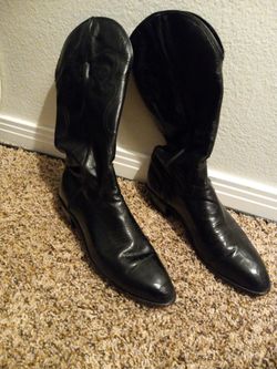 Black Lather Cowboy Boots 