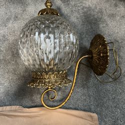 Vintage Mid Century Eagle MFG Co Brass Metal Glass Globe Electric Wall Sconce Antique Vintage Baroque Ornate Made In Italy Lamp Light Bulb Changeable