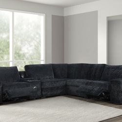 Black Power Reclining Sectional W/bluetooh Speaker 🔈 $54 Down 