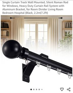 Silent Roman Rod for Window (Black, 2.2m(7.2ft)
