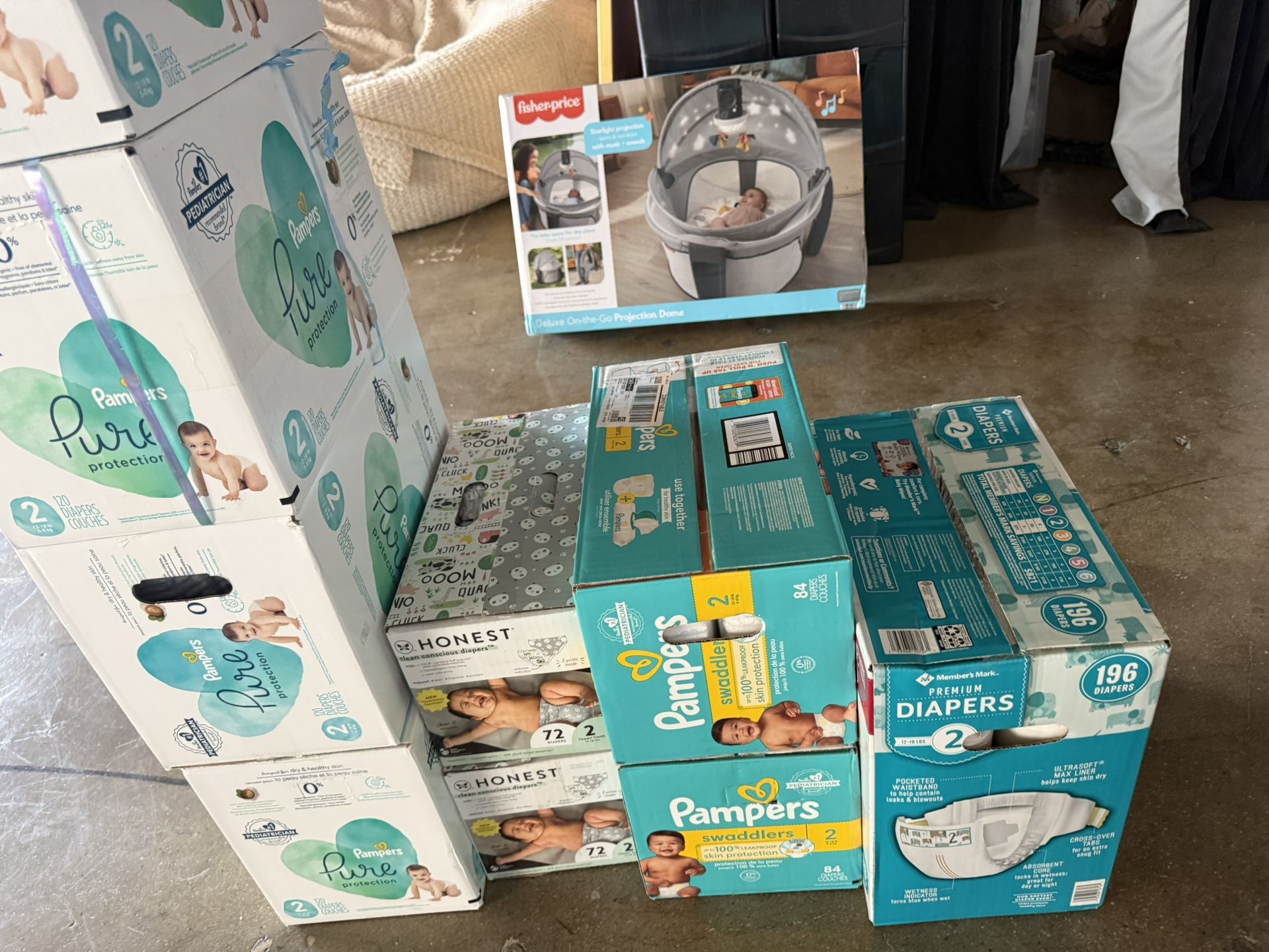 Size 2 Pampers Swaddlers, Pamper Pure, Honest, And Members Mark Diapers