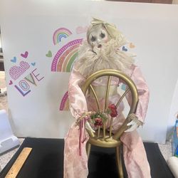 PORCELAIN DOLL ON CHAIR “ THE DREAMER BY KAY MCKEE (1993) WITH CHAIR -  20 INCH DOLL