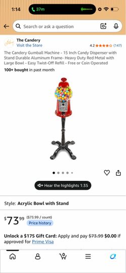 The Candery Gumball Machine with Stand