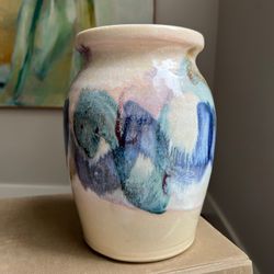 Handcrafted Abstract Lidded Canister ( H9" ) firm on price