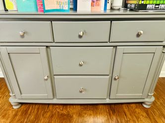 Gray Wood Buffet dresser with side table