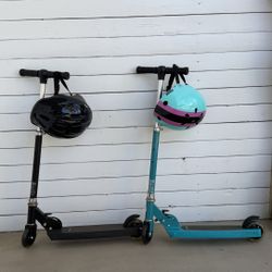 Kid LED Scooter Adjustable Headlebar and Helmet- 2 Sets Black and Teal 