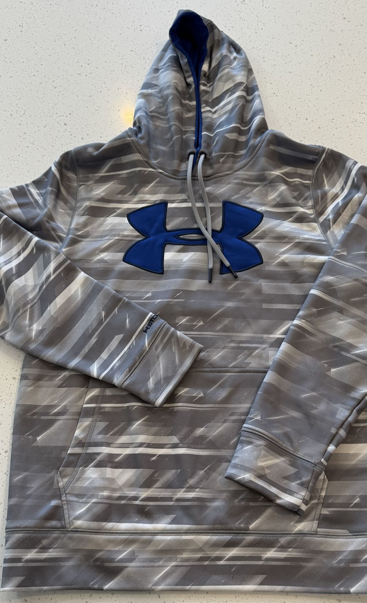 Under Armour Sweater Mens Medium Gray Geometric Storm Pullover Hoodie Sweatshirt