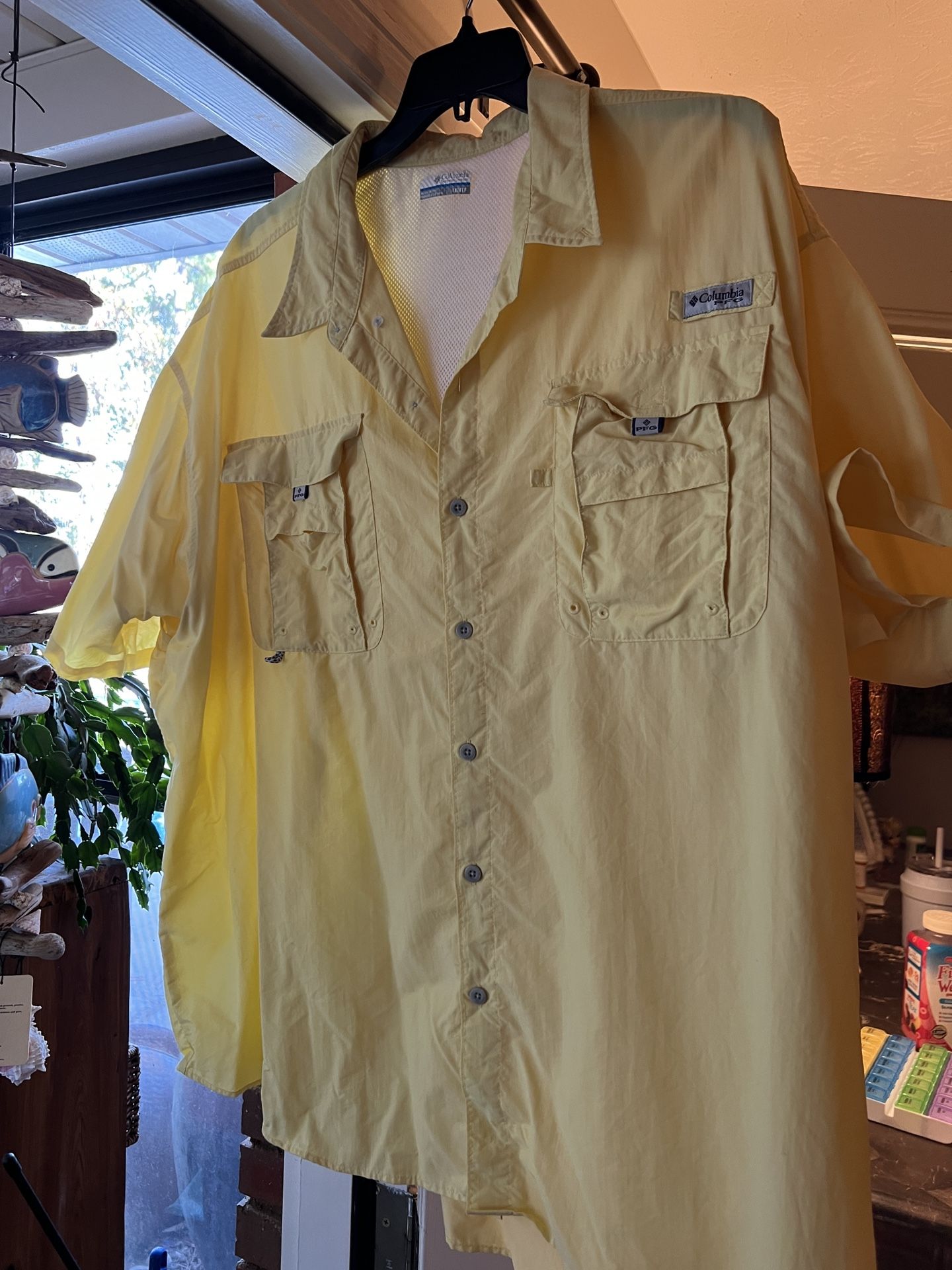 Men’s Yellow Columbia, Short Sleeve, Shirt, Size 4x