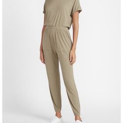 Express Soft Ribbed Short Sleeve Jumpsuit