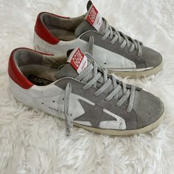 Golden Goose Deluxe Brand (GGDB) Super-Star Sneakers - Red Heel Tab, Size 37 US 7