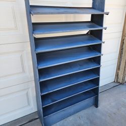 Vintage Metal Slanted Shelf Store Display Shelves Man Cave Garage