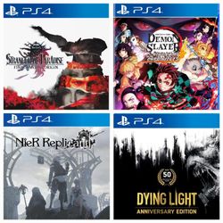 PS4 Games (New/SEALED): Demon Slayer, NieR Replicant, Dying Light Anniversary Edition, Stranger Of Paradise, Fortnite (Willing to discount bundle) 