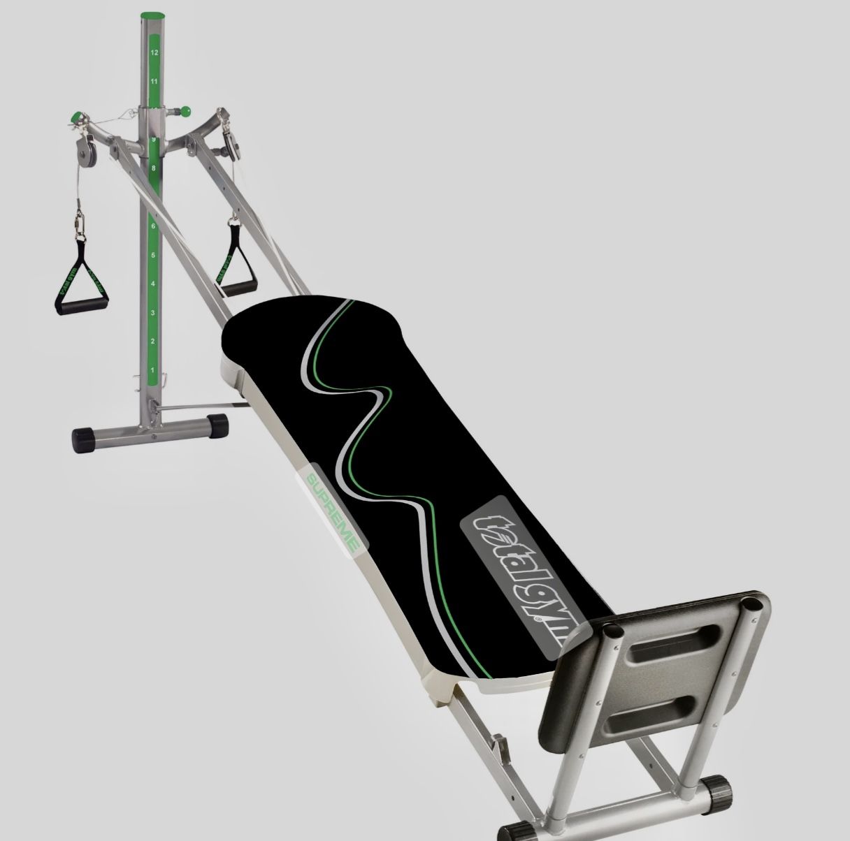 Total Gym Supreme Foldable Home Gym Supports up to 275 Pounds, Black/Green