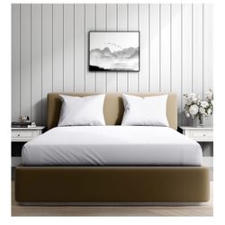  100% Organic Cotton Twin Sheets Set | 300TC 4Pc Breathable Cotton Bed Sheets, 15 Inch Deep Pocket Fitted Sheet - White