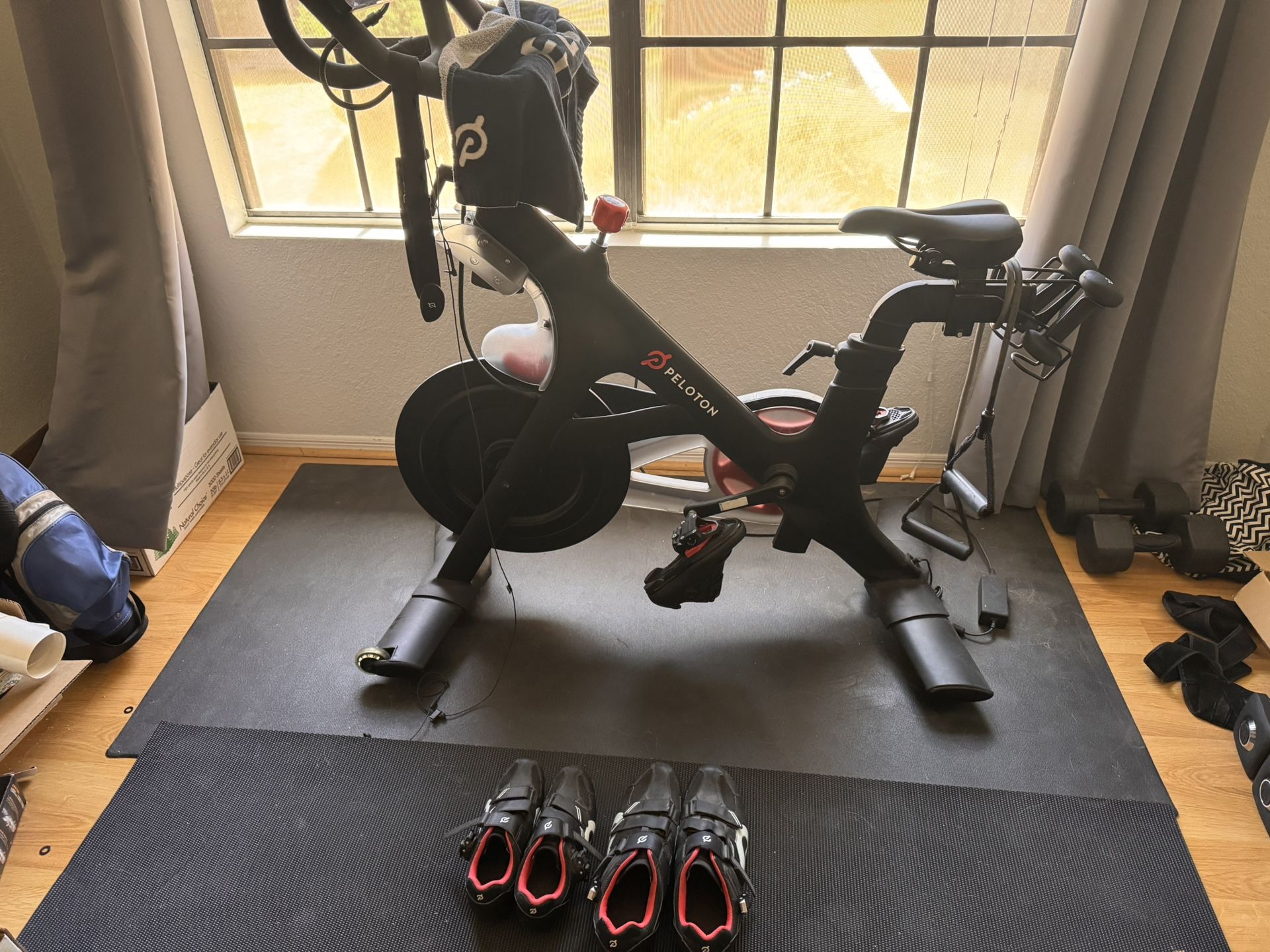 Gently used Pelaton With Shoes And Weights