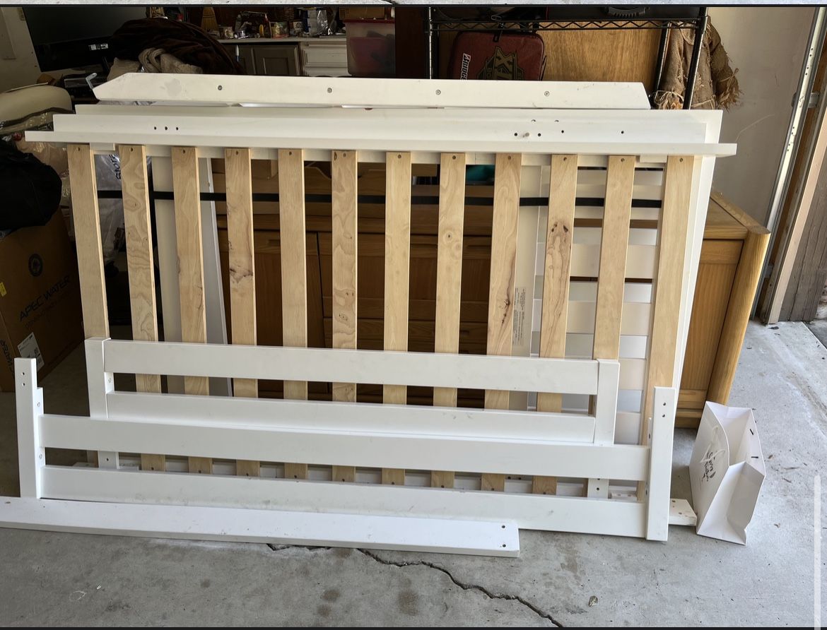 Trampoline, Leather Tufted Couch, Twin Loft Bed, Twin Mattresses, Oak