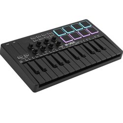 M-VAVE 25 Key USB MIDI Keyboard Controller With 8 Backlit Drum Pads, Bluetooth Semi Weighted Professional dynamic keybed 8 Knobs and Music Production,