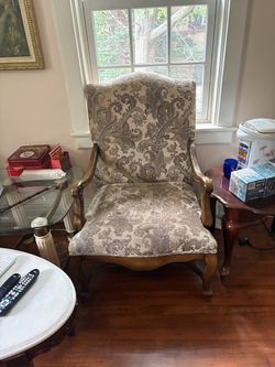 Upholstered accent chair, damask pattern #2