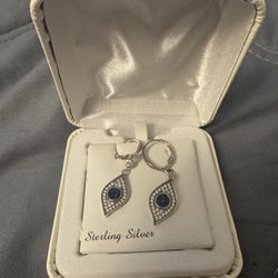 Evil Eye Sterling Silver 925 Earrings 