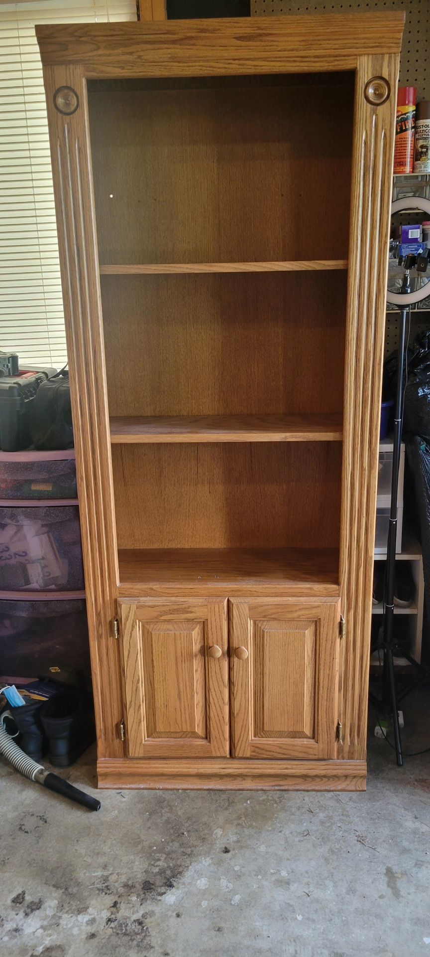 Solid Oak Wood Shelf And Cabinet