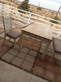 Beige Oak Table 2 Chairs And A Bench. 