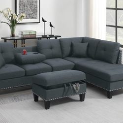 Sectional Sofa With Ottoman Storage 